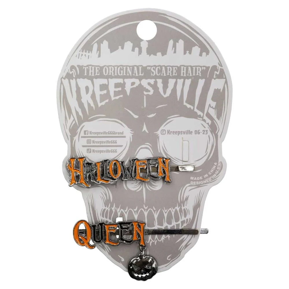 Halloween Queen Text Hair Slides
