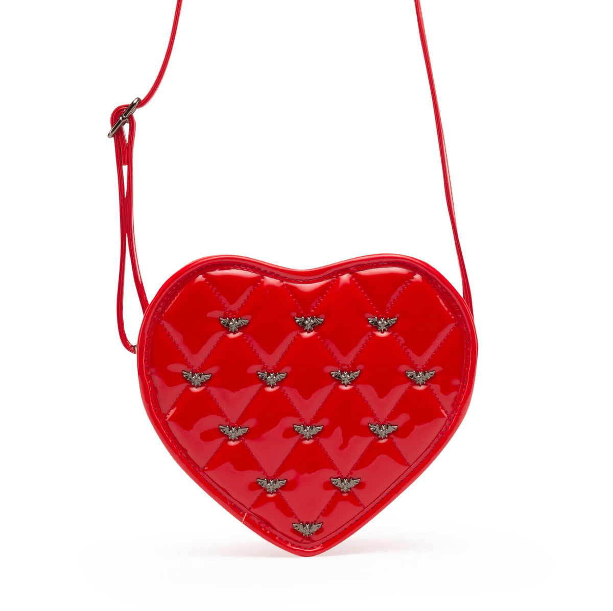 Mina Bat Studded Heart Crossbody Red Vinyl
