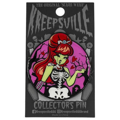 Zombie Girl Moon Glow Enamel Pin