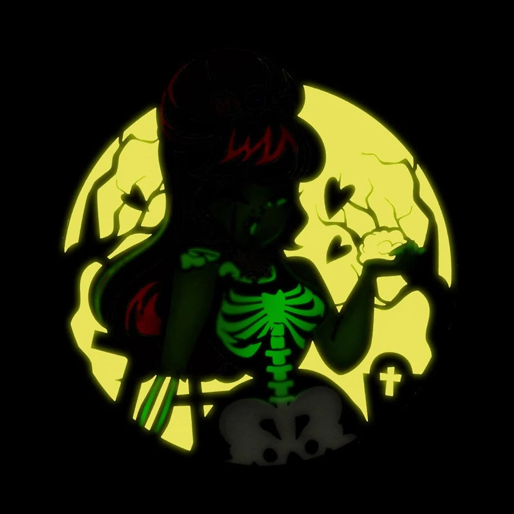 Zombie Girl Moon Glow Enamel Pin