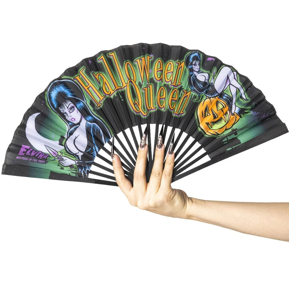 Elvira Halloween Queen Fabric Fan