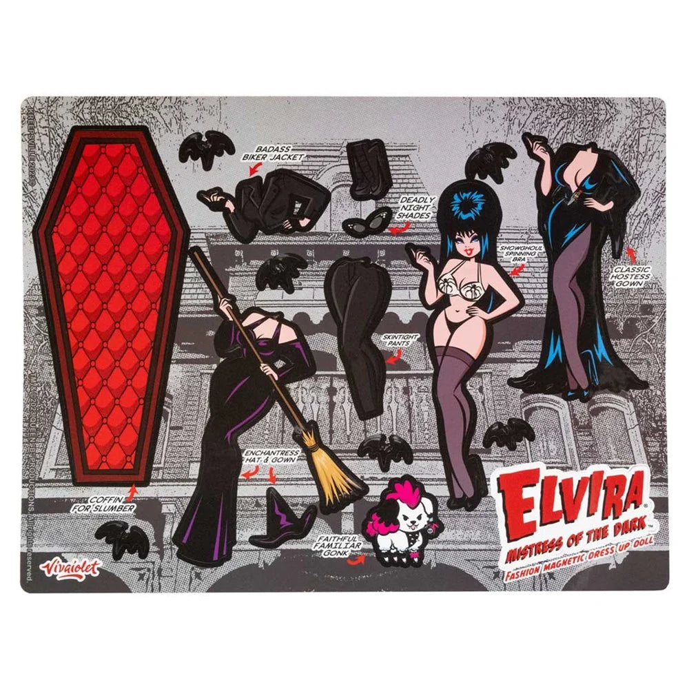 Elvira Mistress of The Dark Coffin Dress up Magnet Set