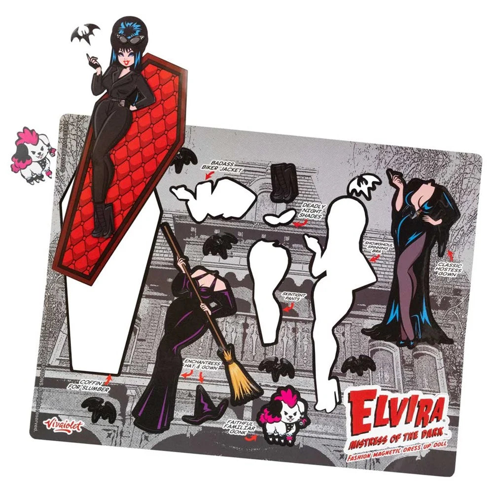 Elvira Mistress of The Dark Coffin Dress up Magnet Set