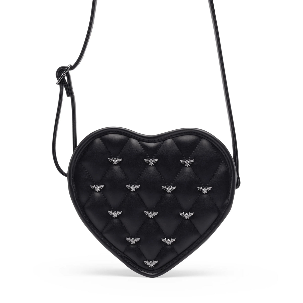 Mina Bat Studded Heart Crossbody Matte Black