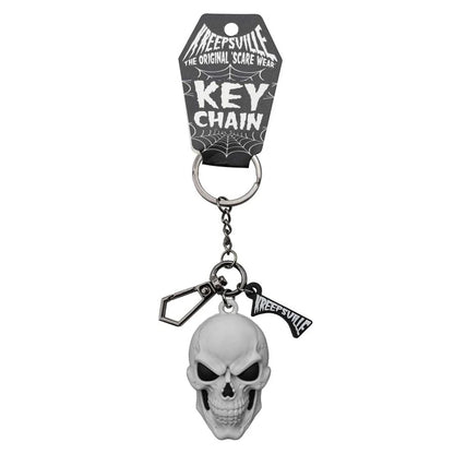 Skull White 3D Flat Keychain